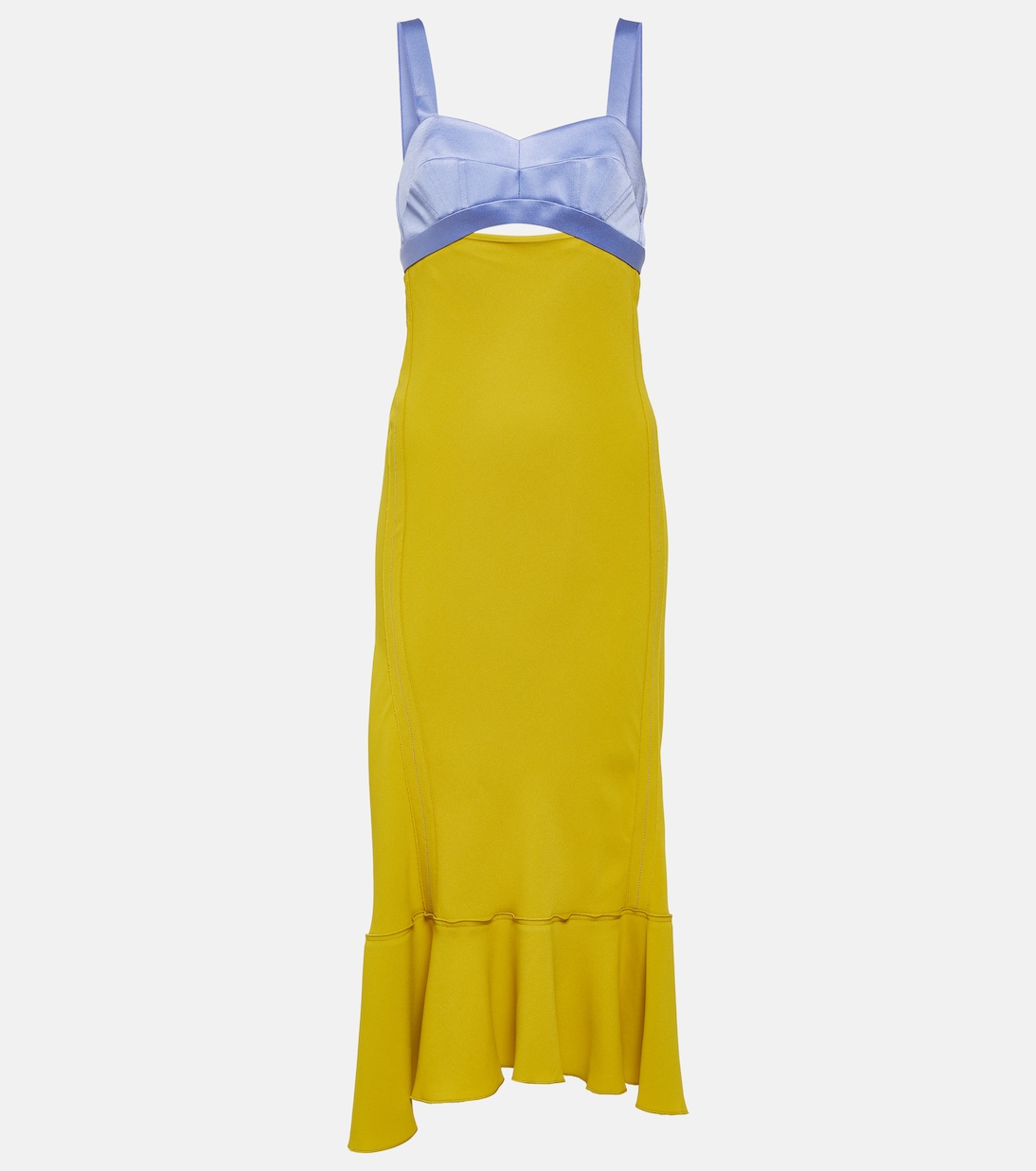 Abito midi in raso e cady | Victoria Beckham