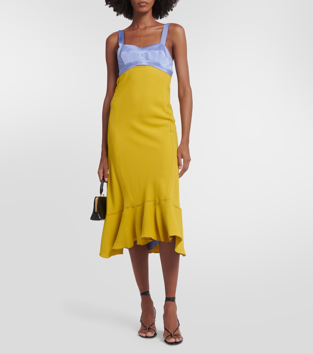 Abito midi in raso e cady | Victoria Beckham