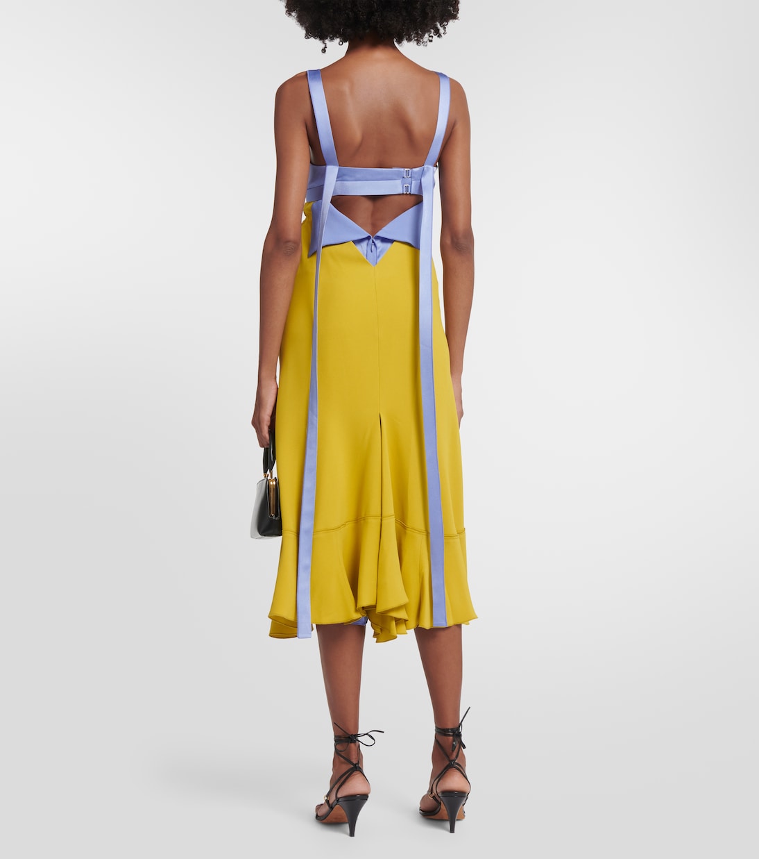 Abito midi in raso e cady | Victoria Beckham