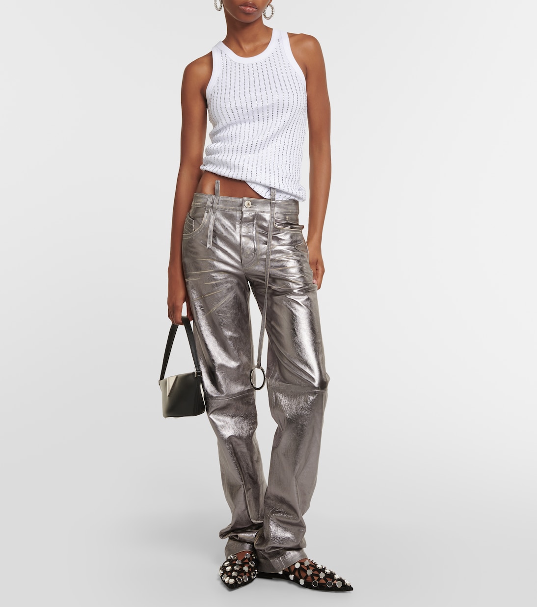 Tank top in cotone con cristalli | The Attico