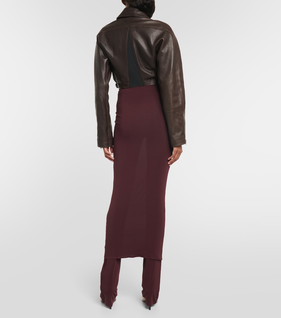 Chaqueta Motera de Cuero Recortada Alaïa para Jóvenes