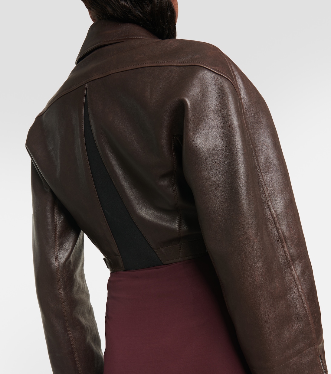 Chaqueta Motera de Cuero Recortada Alaïa para Jóvenes