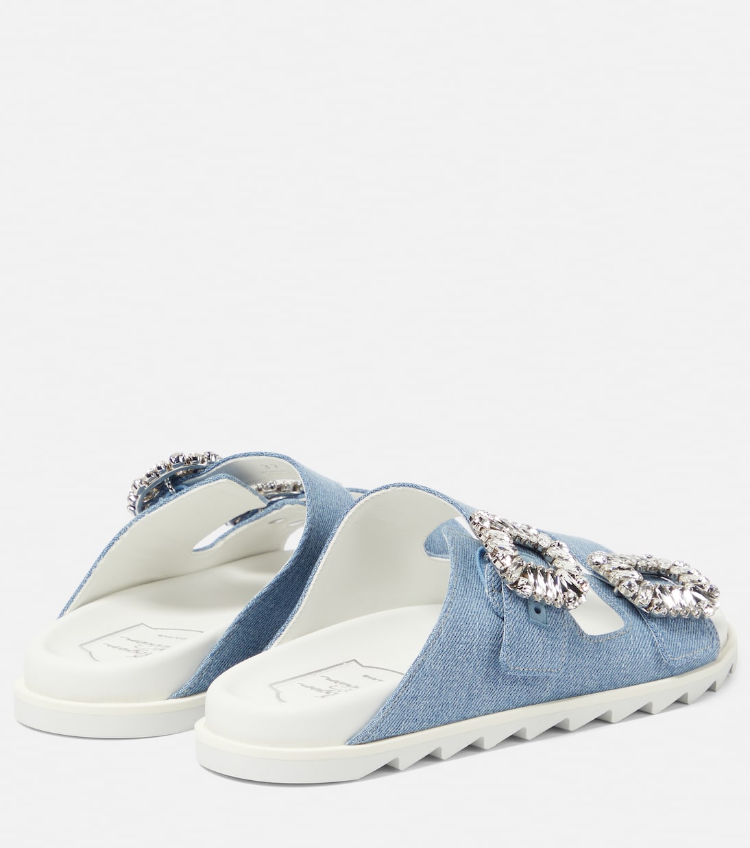 Slidy Viv' embellished denim sandals | Roger Vivier