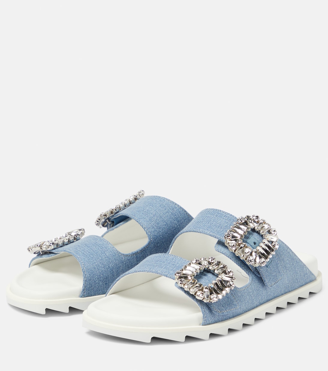 Slidy Viv' embellished denim sandals | Roger Vivier