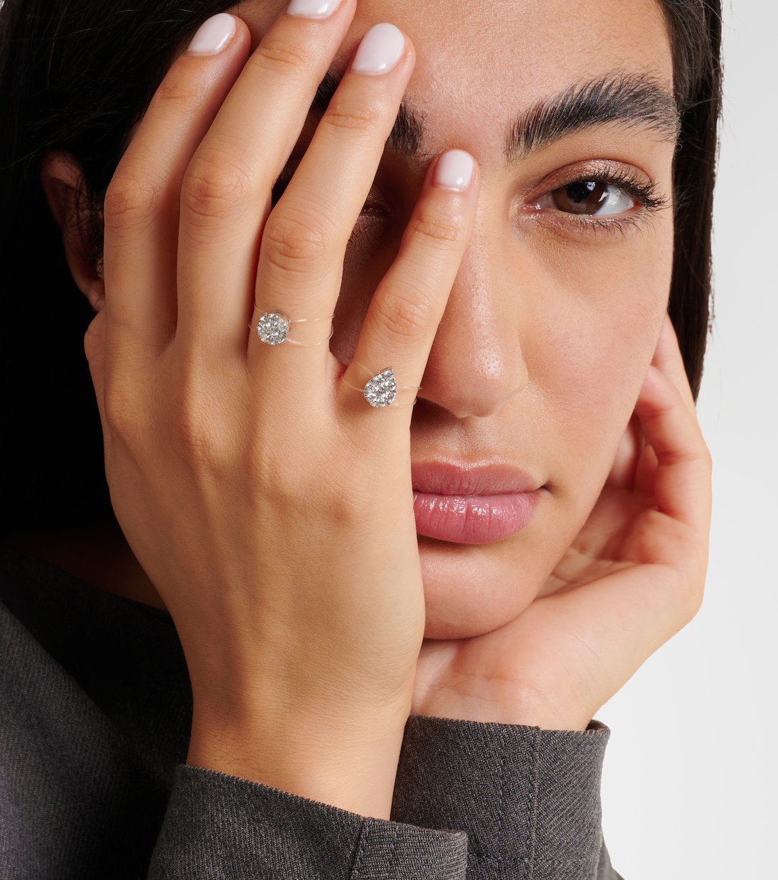 Bague Floating en or blanc 18 ct et diamant | Persée