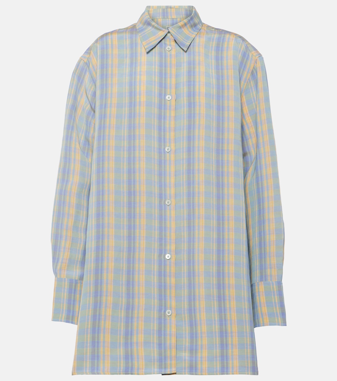 Checked oversized linen-blend shirt in multicoloured - Toteme | Mytheresa