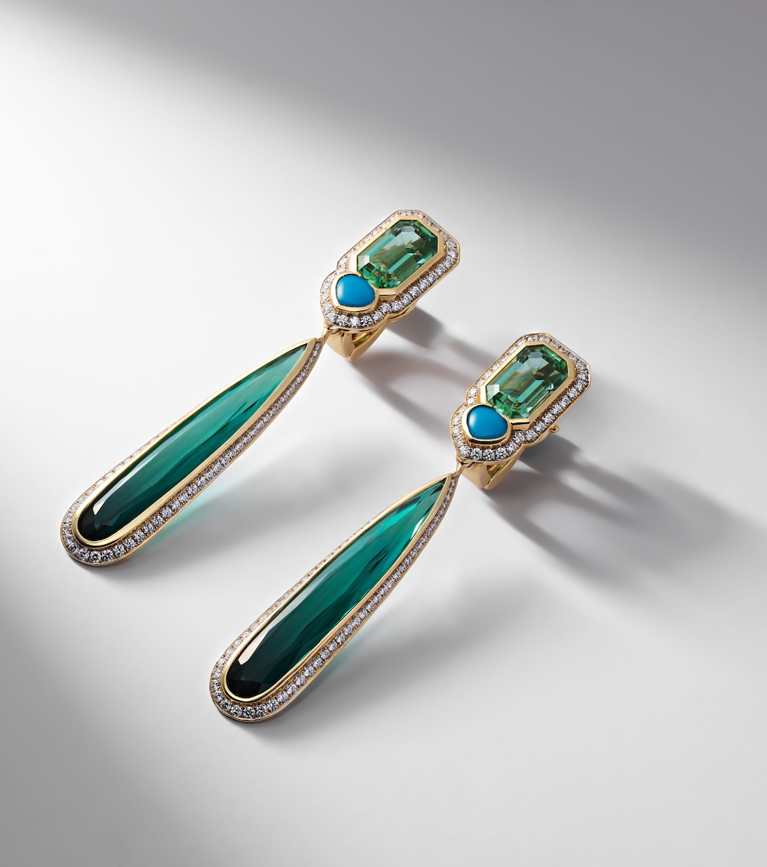 Boucles d'oreilles Quarta en or 18 ct, tourmalines, turquoise et diamants | Marina B