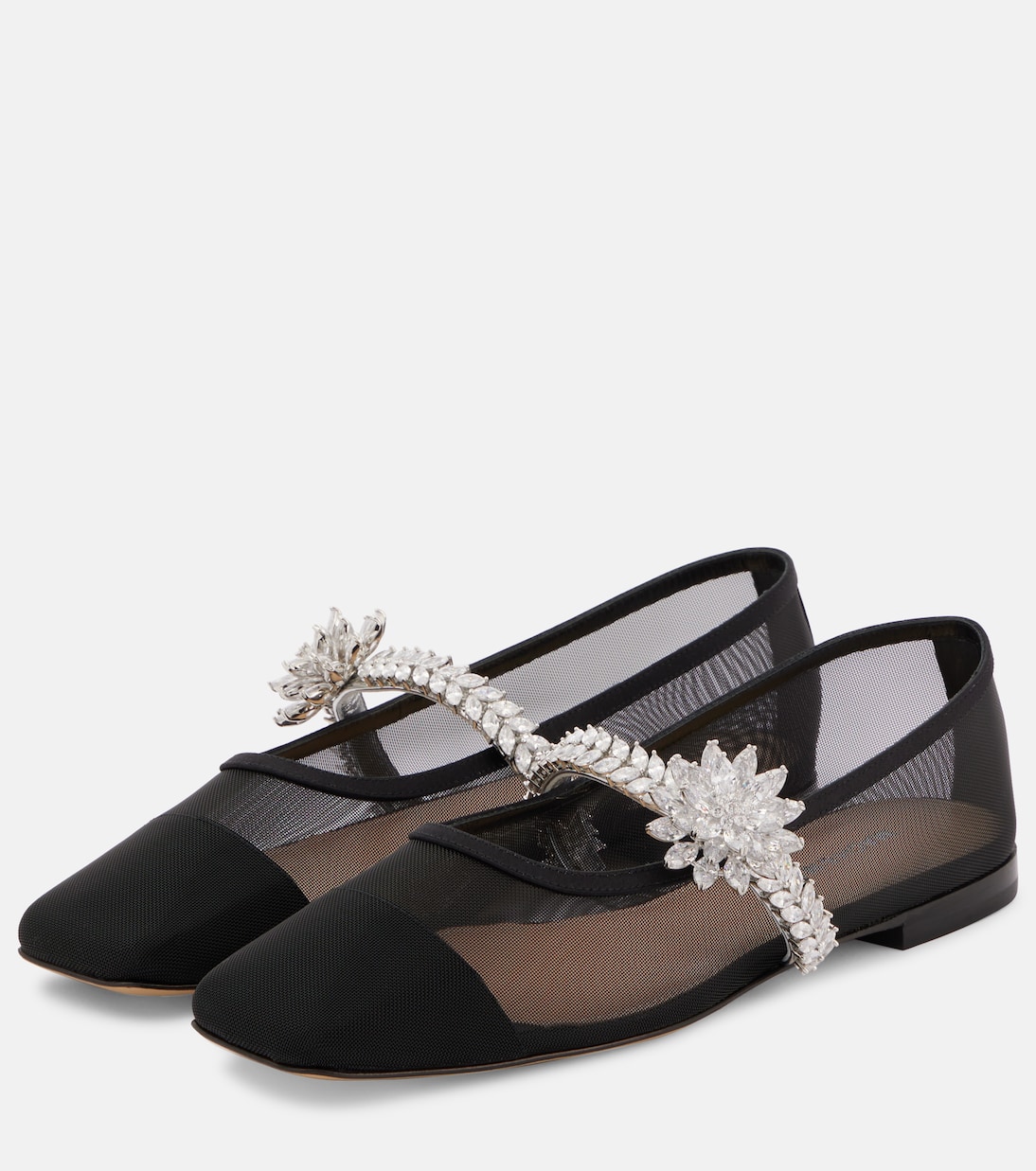 Verzierte Ballerinas Crystal Flower aus Mesh | Mach & Mach