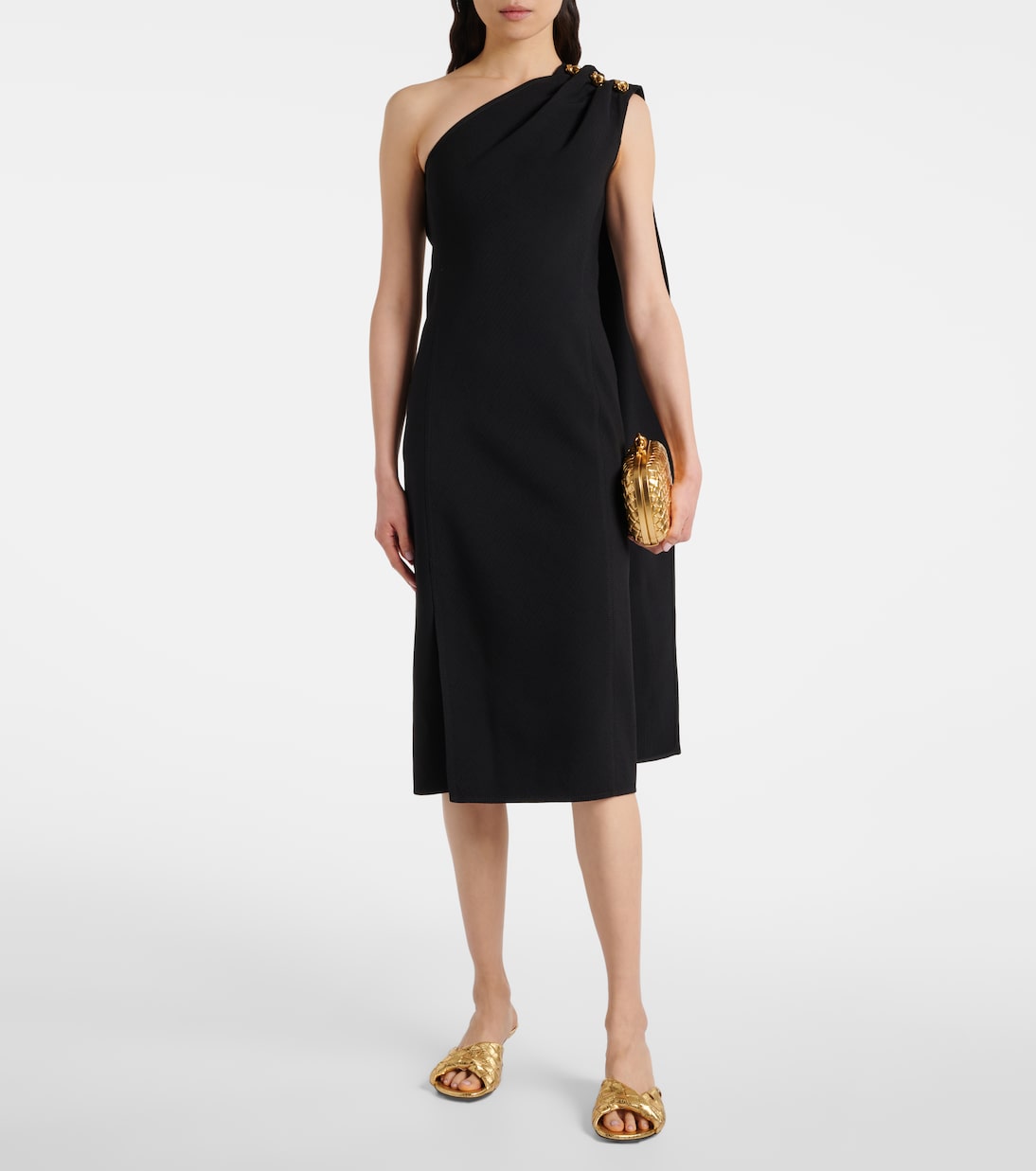 Robe midi asymétrique en crêpe | Bottega Veneta