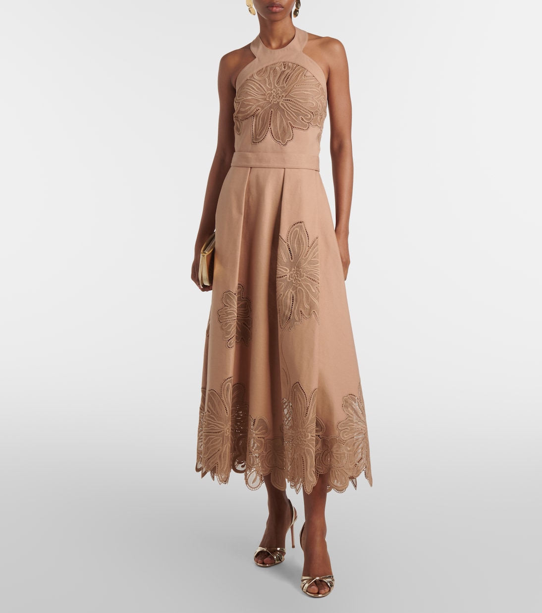 Abito midi in gabardine con ricamo | Elie Saab