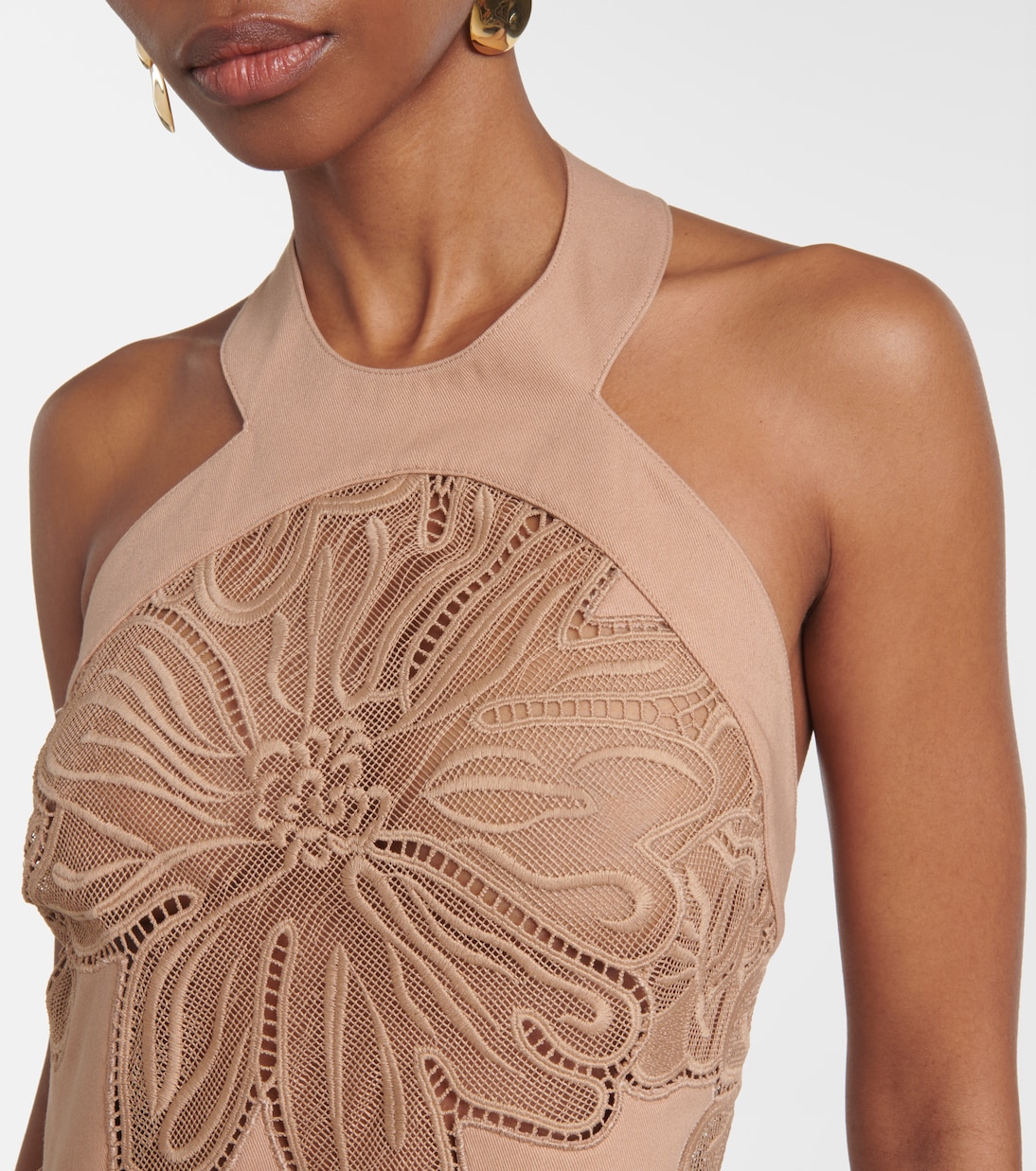 Abito midi in gabardine con ricamo | Elie Saab