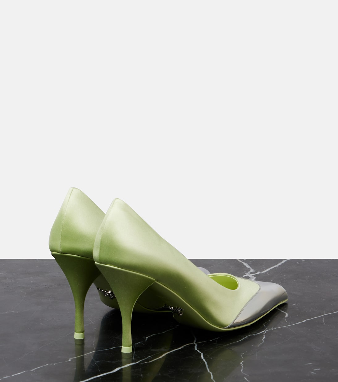 Pumps 85 in raso e pelle metallizzata  | Prada