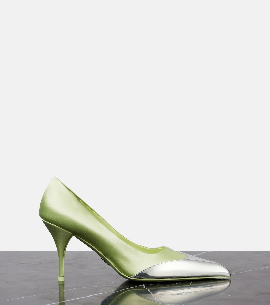 Pumps 85 in raso e pelle metallizzata  | Prada