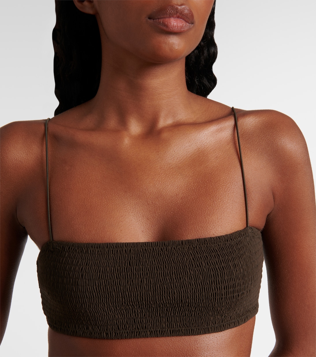 Shirred jersey bikini top | Toteme