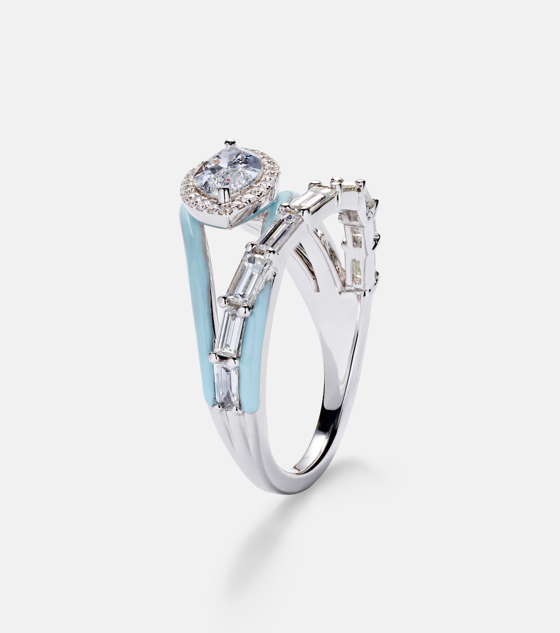 Bague Oasis en or 18 blanc 18 ct, diamants et émail | Kamyen
