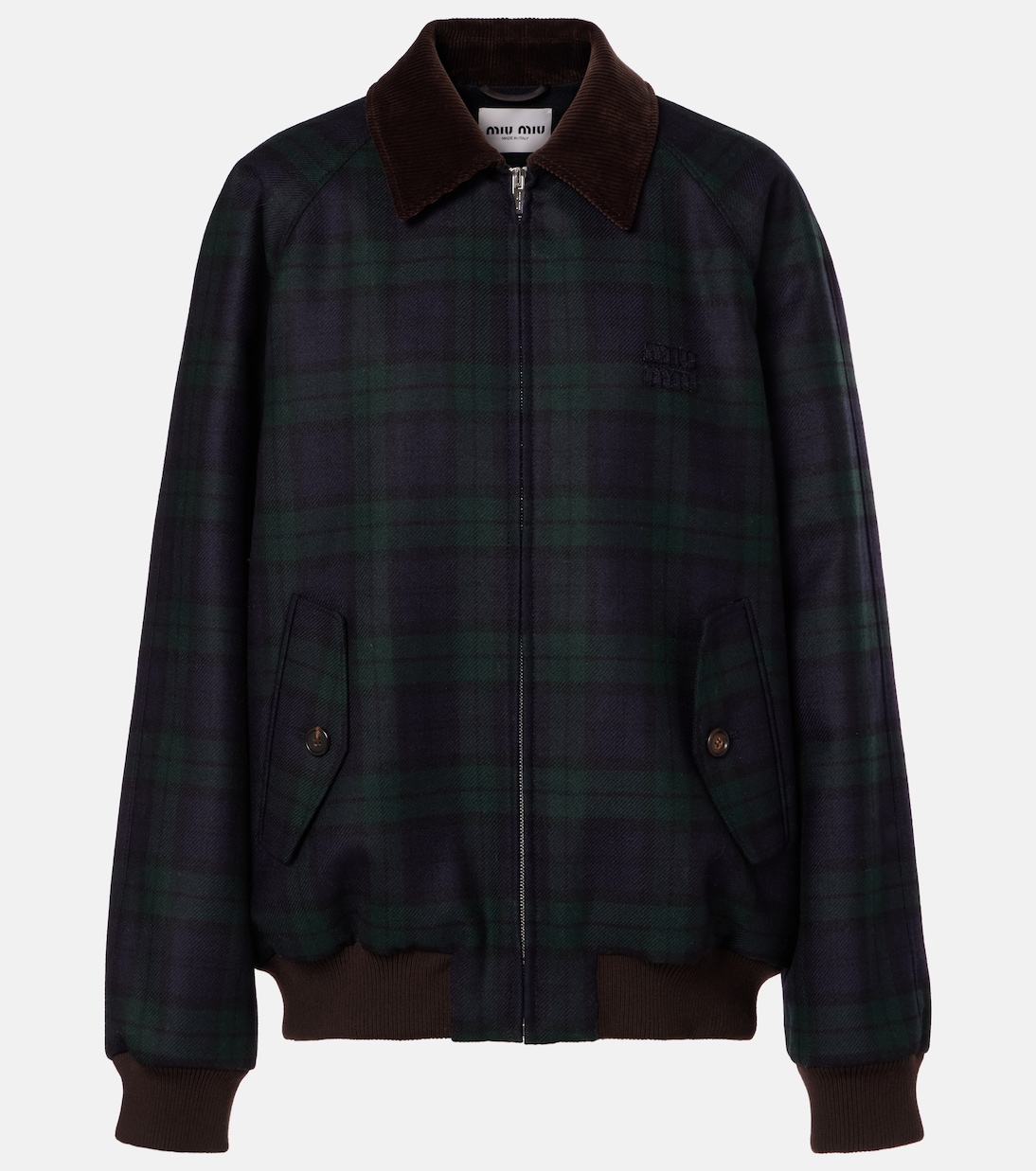 Plaid virgin wool twill blouson jacket  | Miu Miu