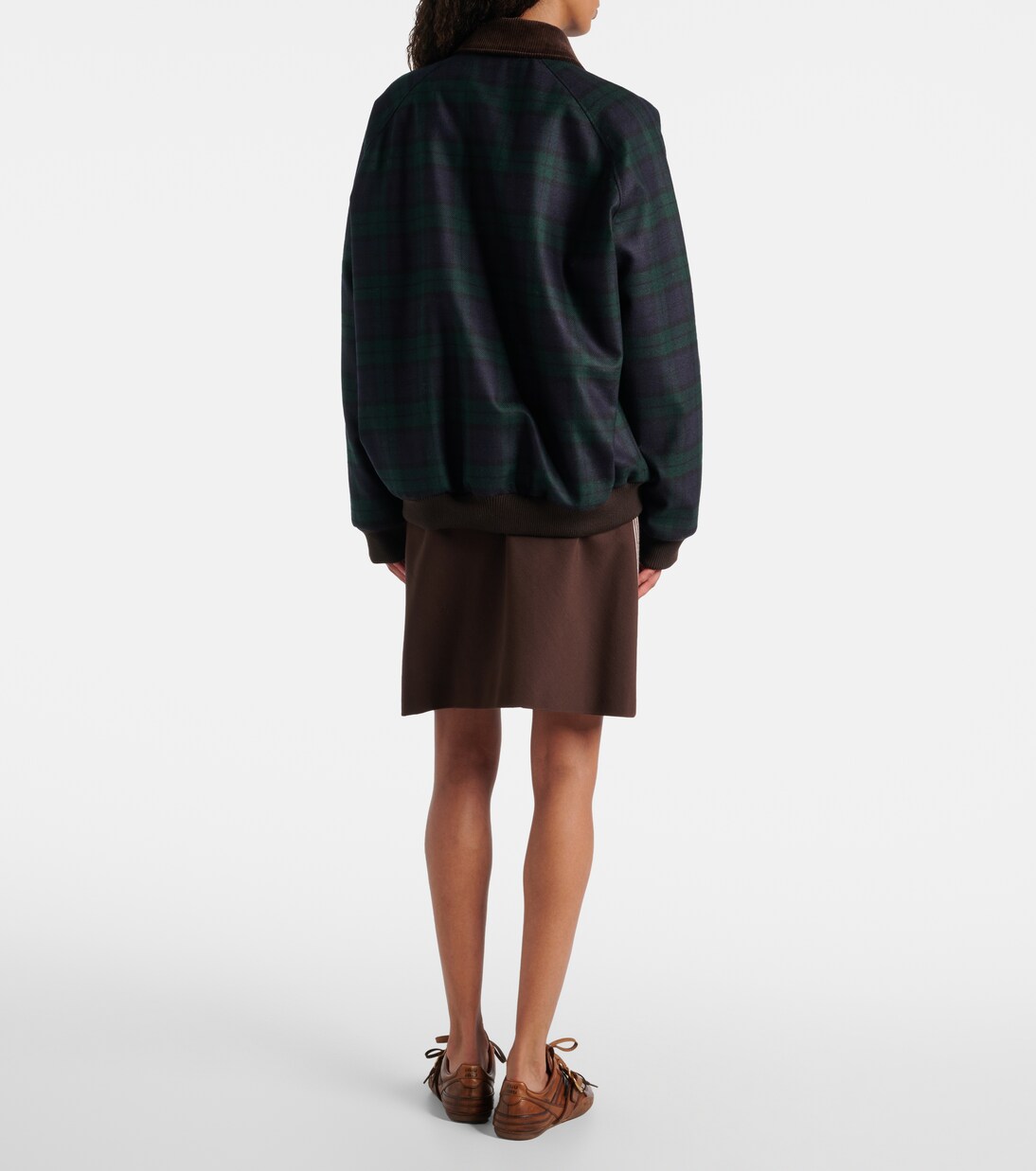 Plaid virgin wool twill blouson jacket  | Miu Miu