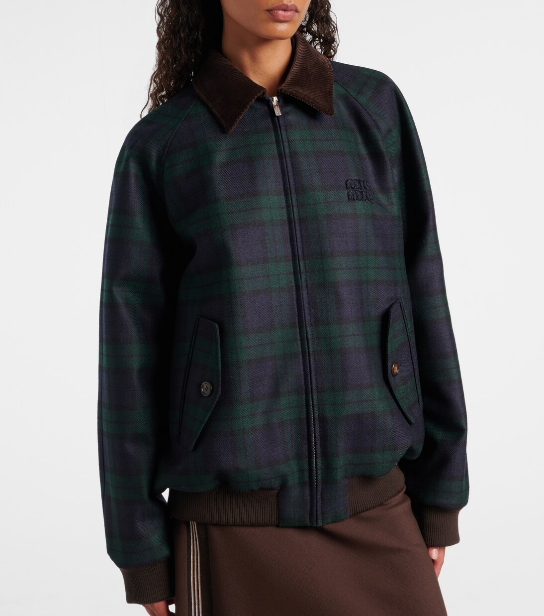 Plaid virgin wool twill blouson jacket  | Miu Miu