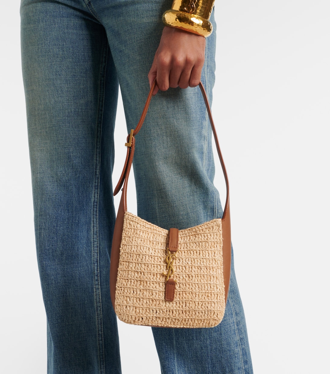 Sac Le 5 à 7 Baby en raphia | Saint Laurent