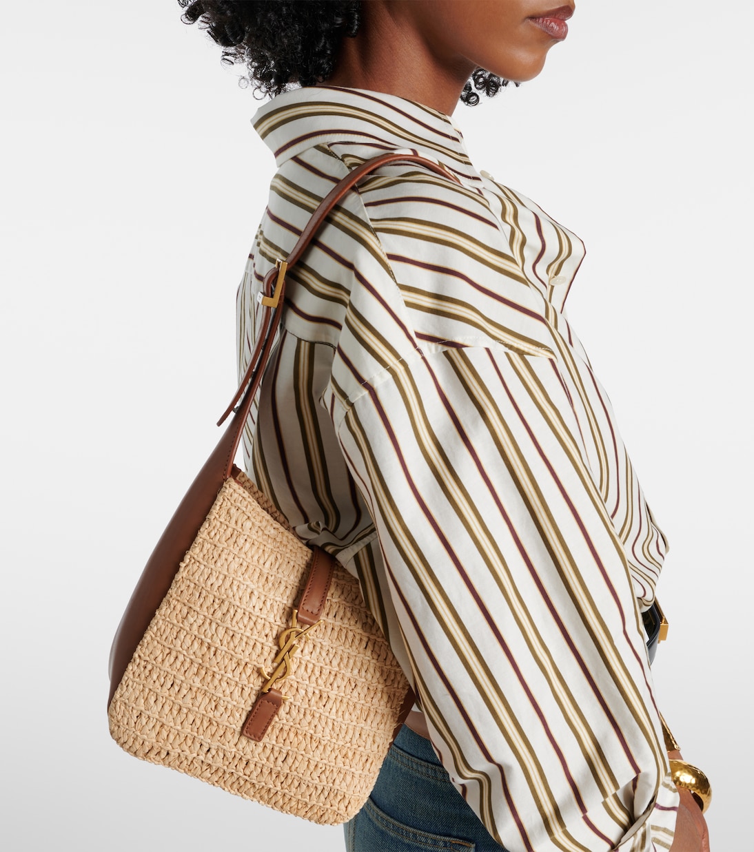 Sac Le 5 à 7 Baby en raphia | Saint Laurent