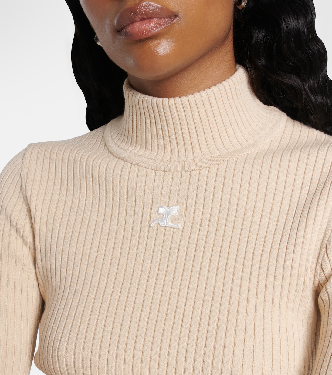 Pullover a collo alto Reedition in maglia a coste | Courrèges