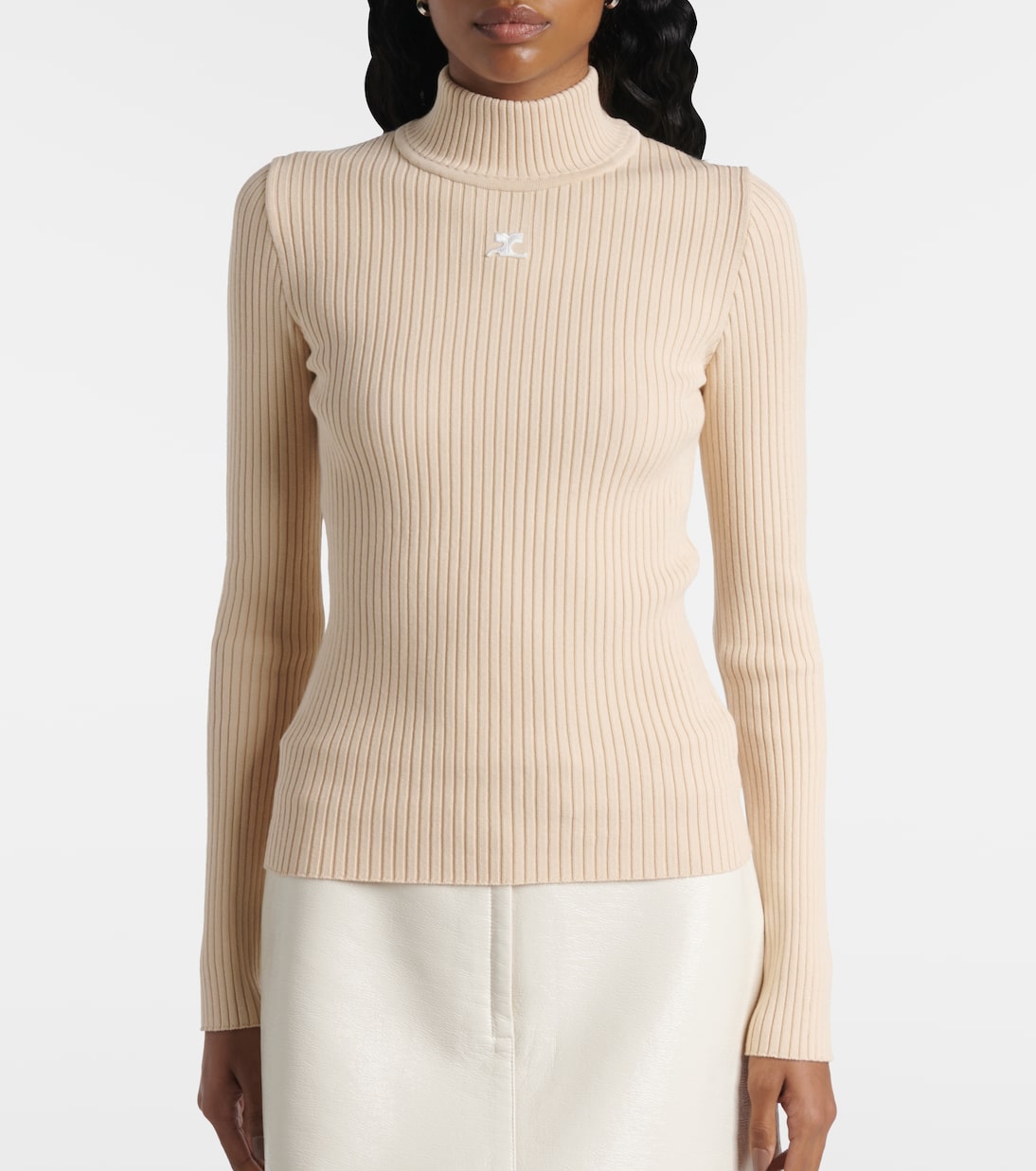 Pullover a collo alto Reedition in maglia a coste | Courrèges