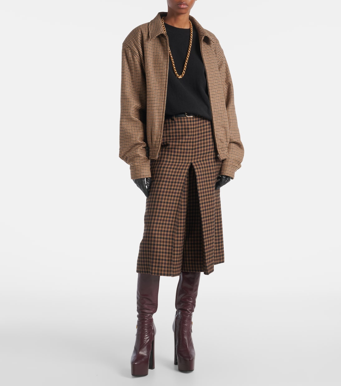 Veste matelassée en laine mélangée à carreaux | Saint Laurent