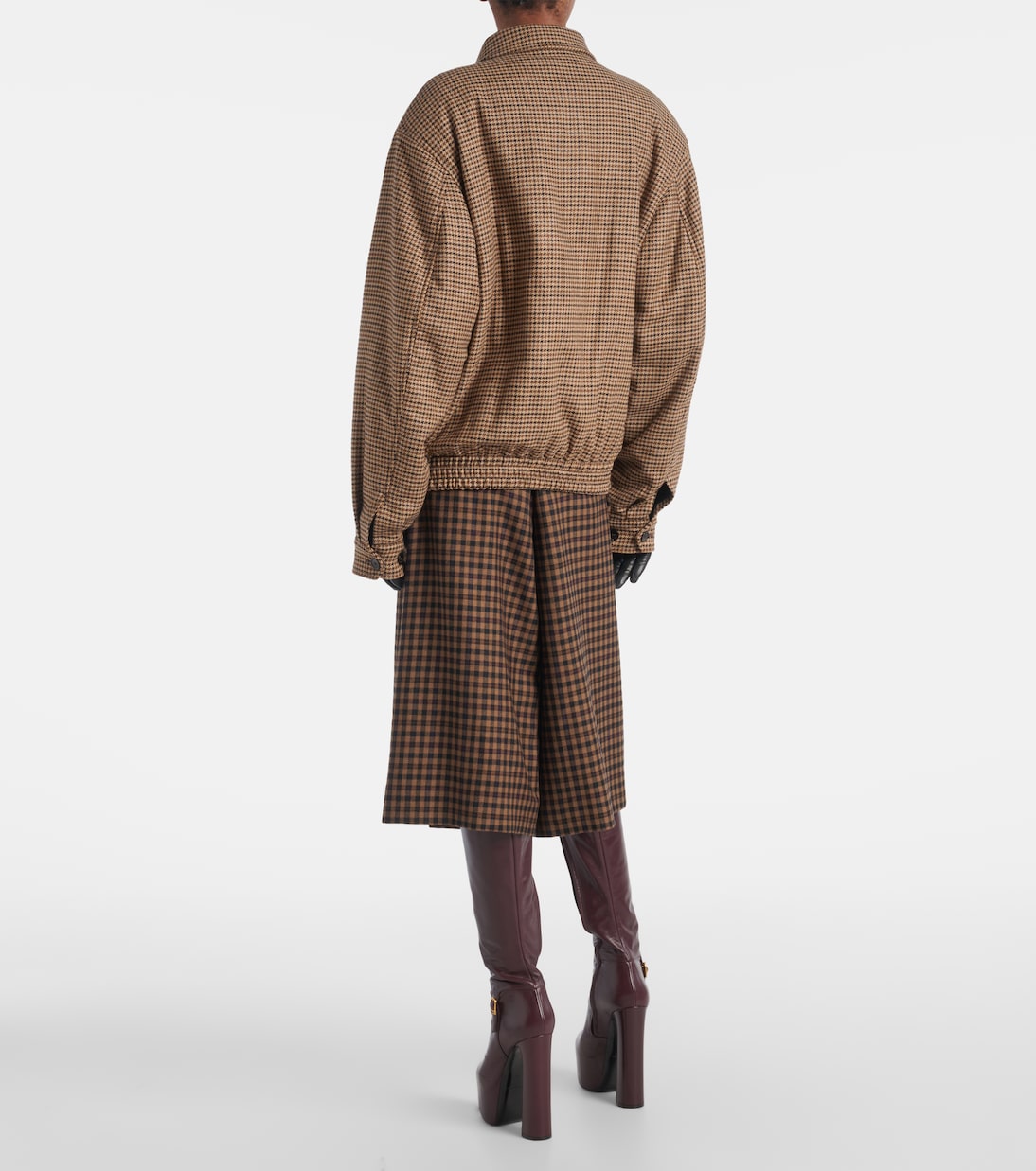 Veste matelassée en laine mélangée à carreaux | Saint Laurent