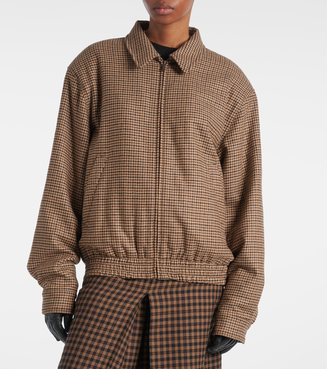 Veste matelassée en laine mélangée à carreaux | Saint Laurent