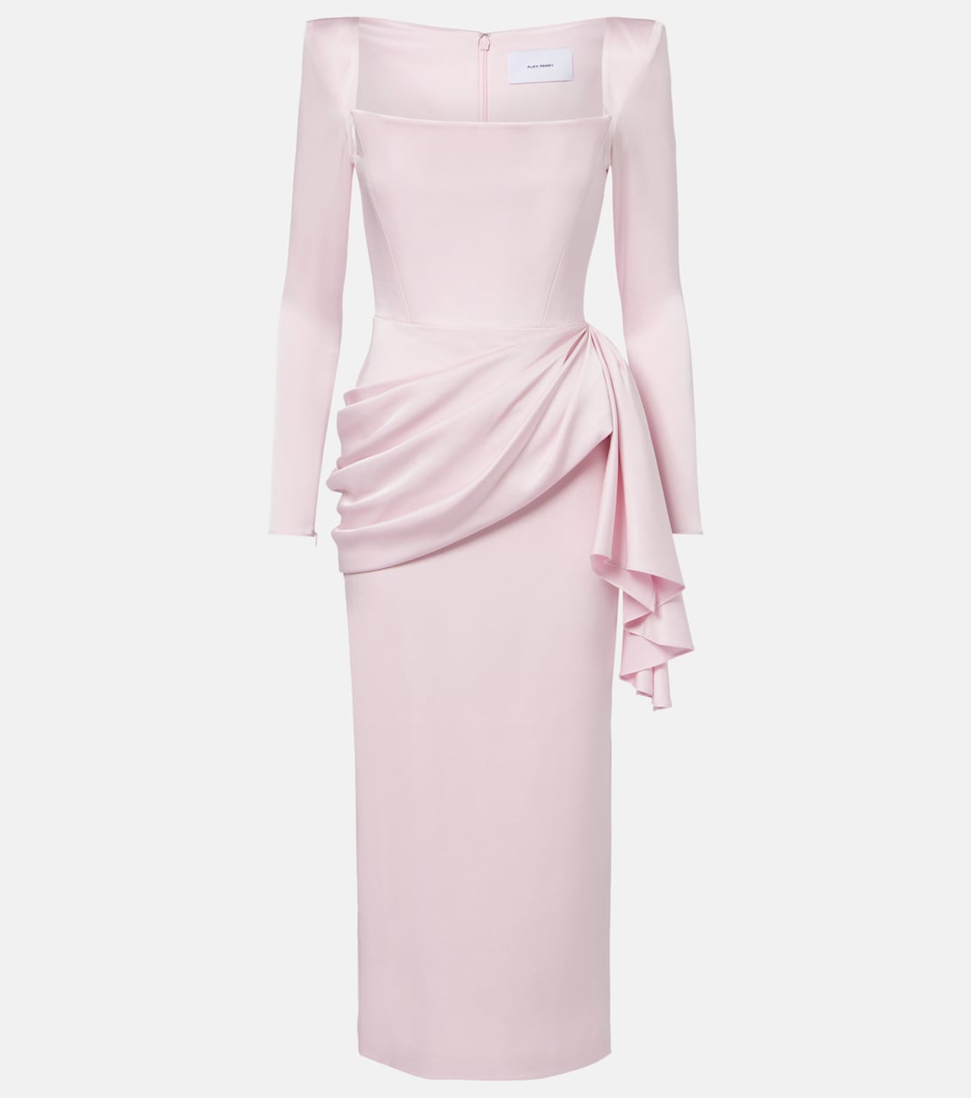 Draped crêpe satin midi dress | Alex Perry