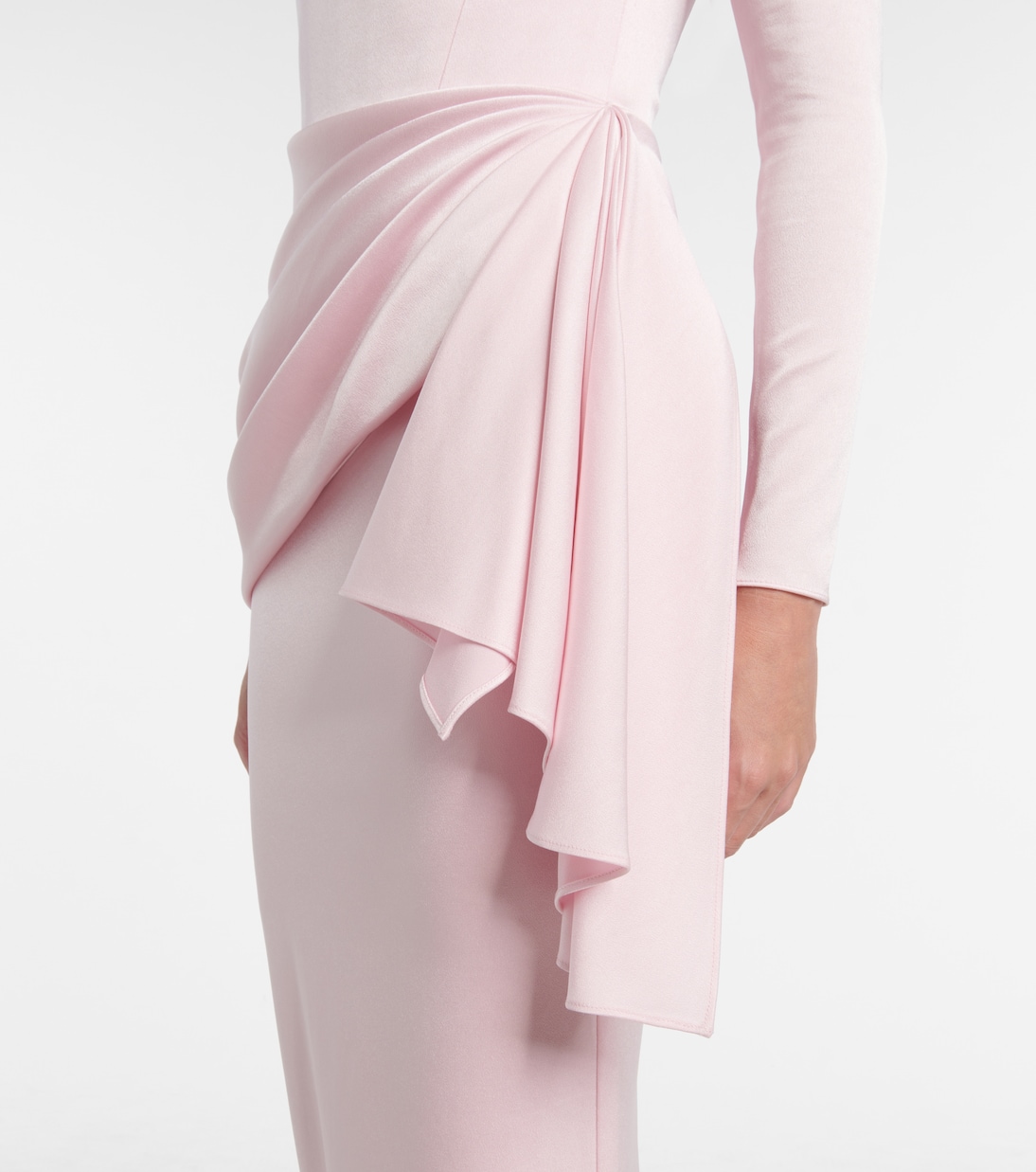 Draped crêpe satin midi dress | Alex Perry