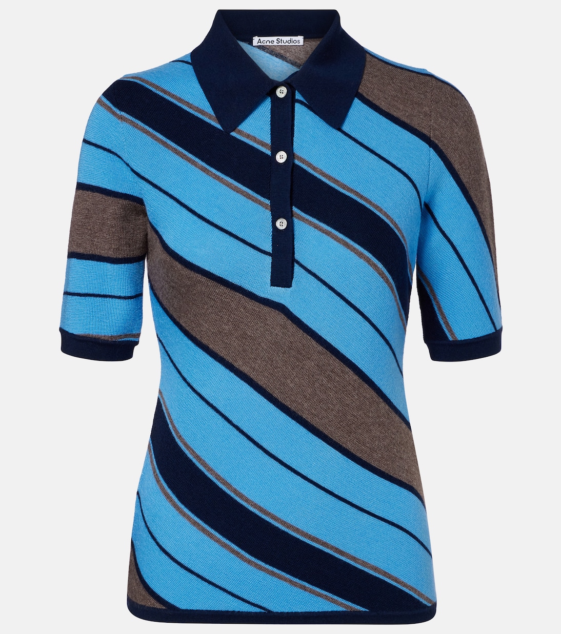 Ribbed-knit striped wool polo shirt | Acne Studios