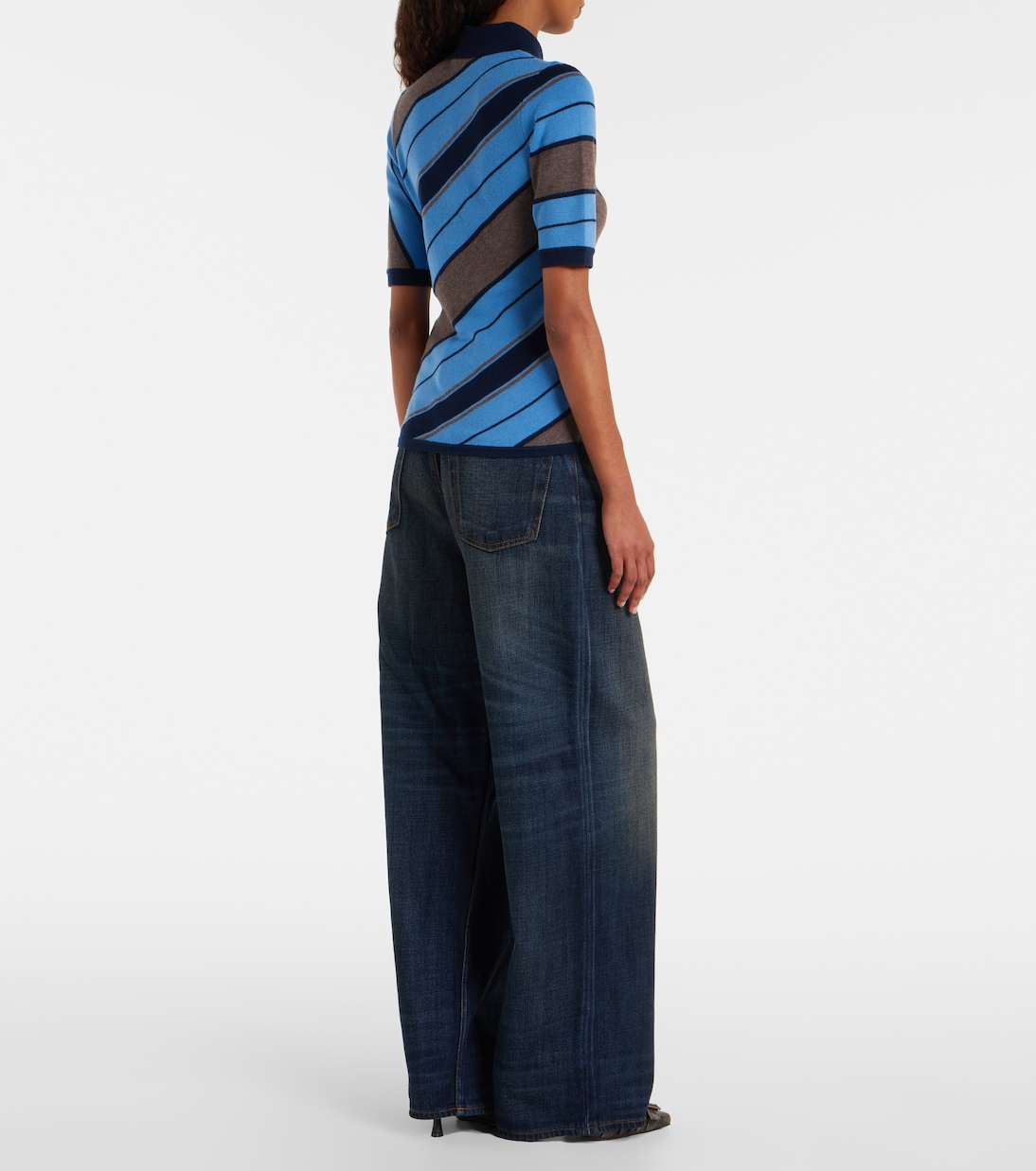 Ribbed-knit striped wool polo shirt | Acne Studios
