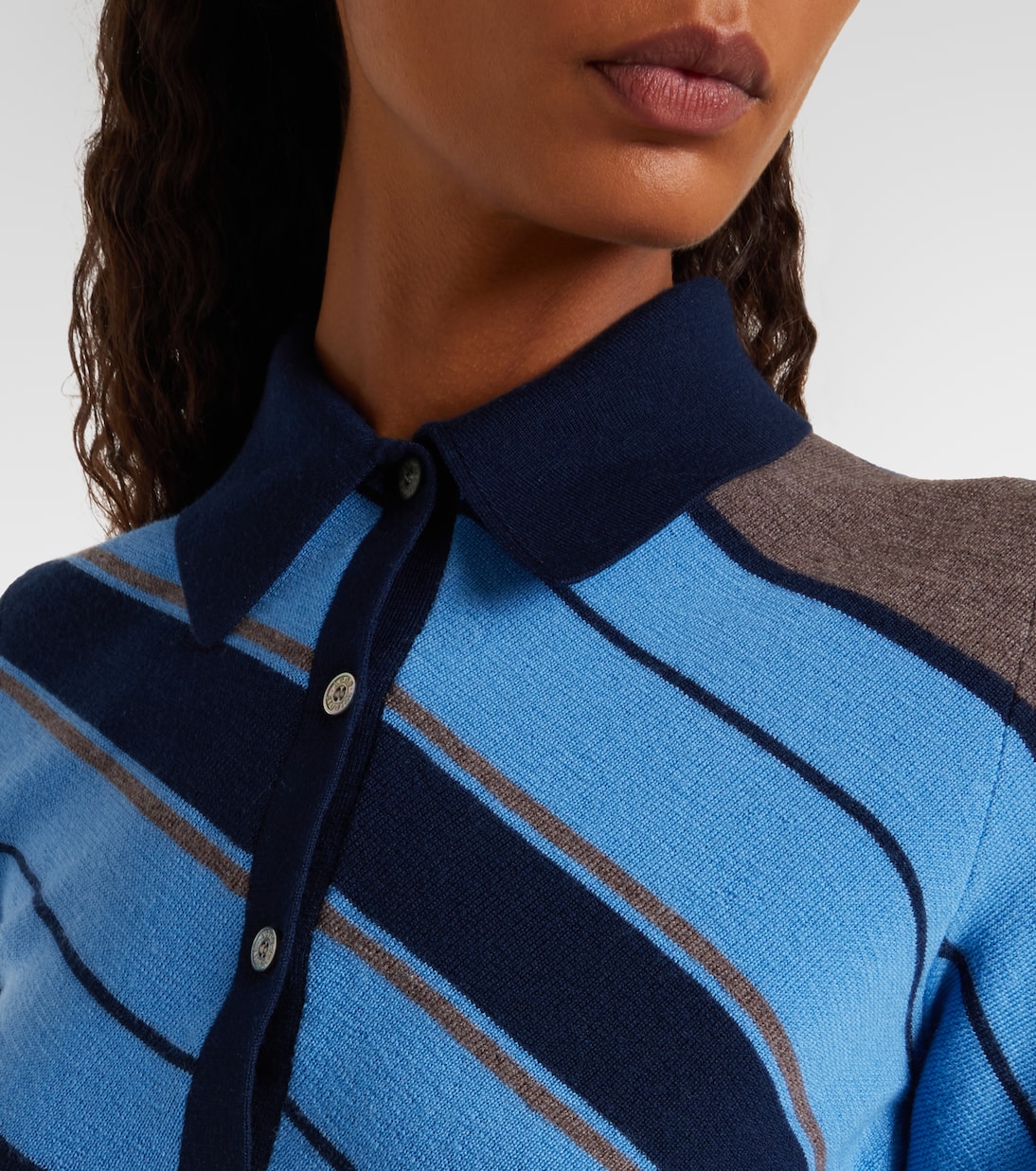 Ribbed-knit striped wool polo shirt | Acne Studios
