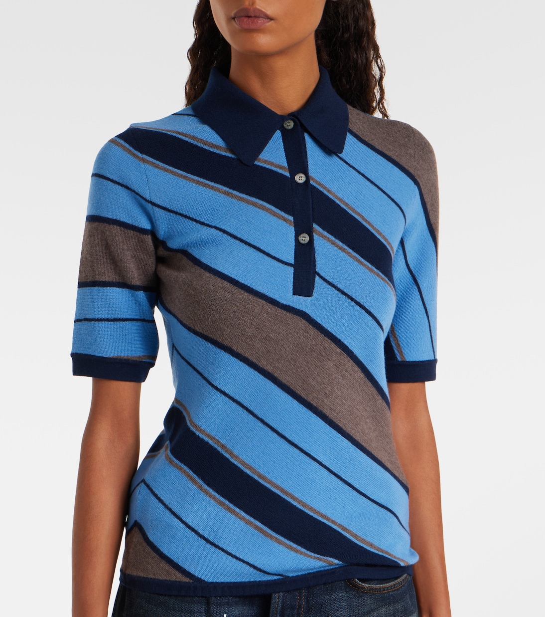 Ribbed-knit striped wool polo shirt | Acne Studios