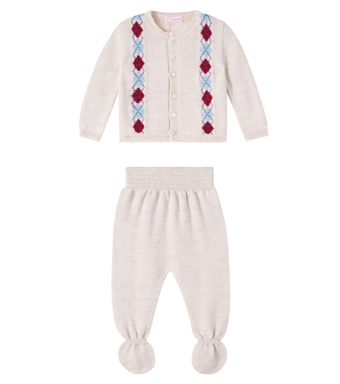 Bebé - set de cárdigan y pantalones de lana virgen | La Coqueta