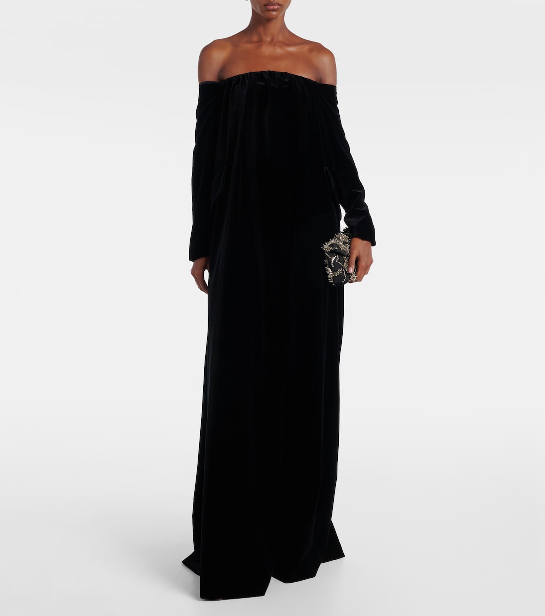 Open-back cotton velvet gown | Max Mara