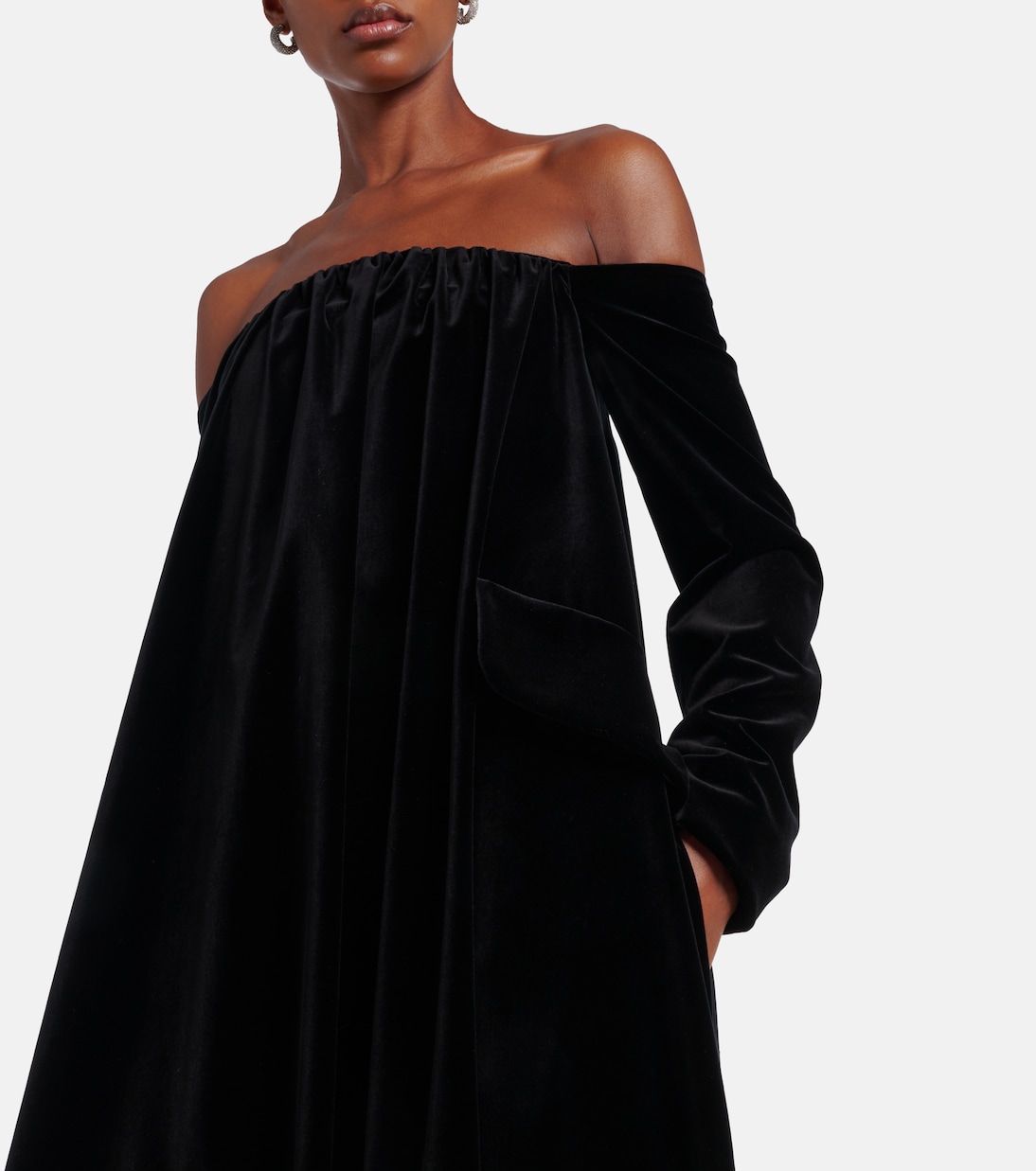 Open-back cotton velvet gown | Max Mara