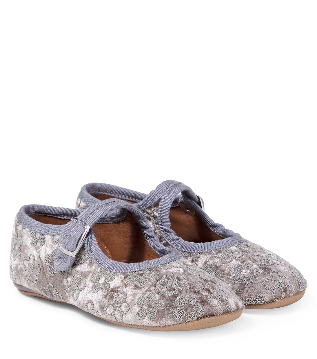Ballerines Mary Jane en velours à fleurs | PèPè