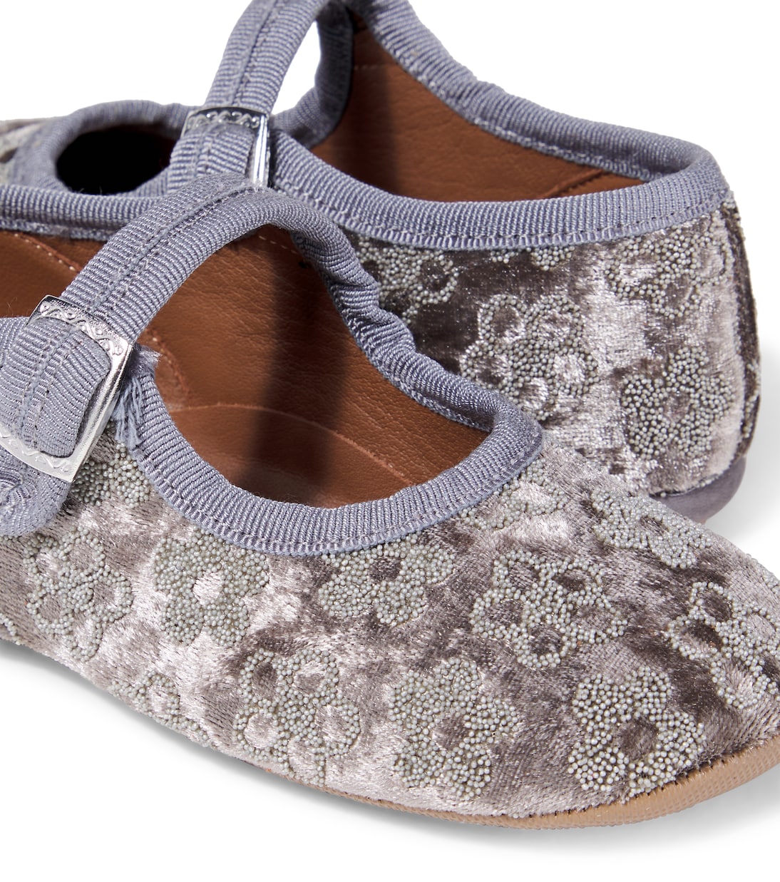 Ballerines Mary Jane en velours à fleurs | PèPè
