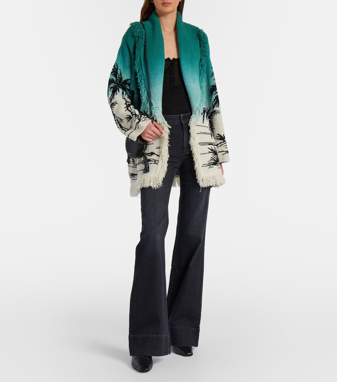 Cardigan Wave Bloom en jacquard de coton mélangé | Alanui