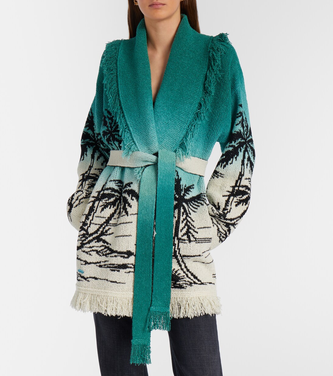 Cardigan Wave Bloom en jacquard de coton mélangé | Alanui