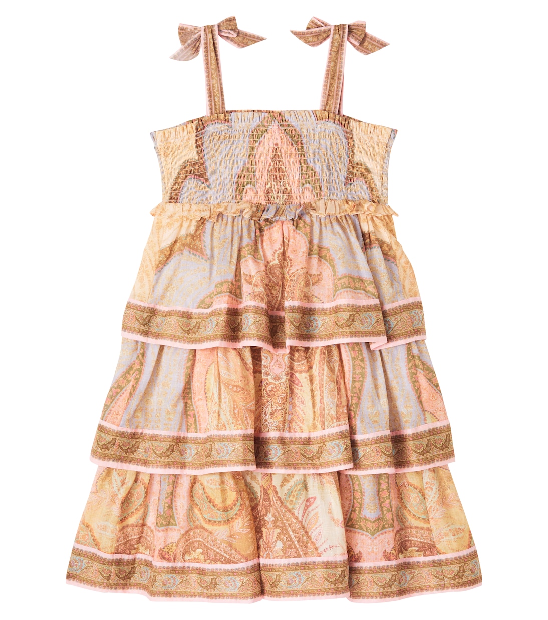 Awaken shirred tiered cotton dress | Zimmermann Kids