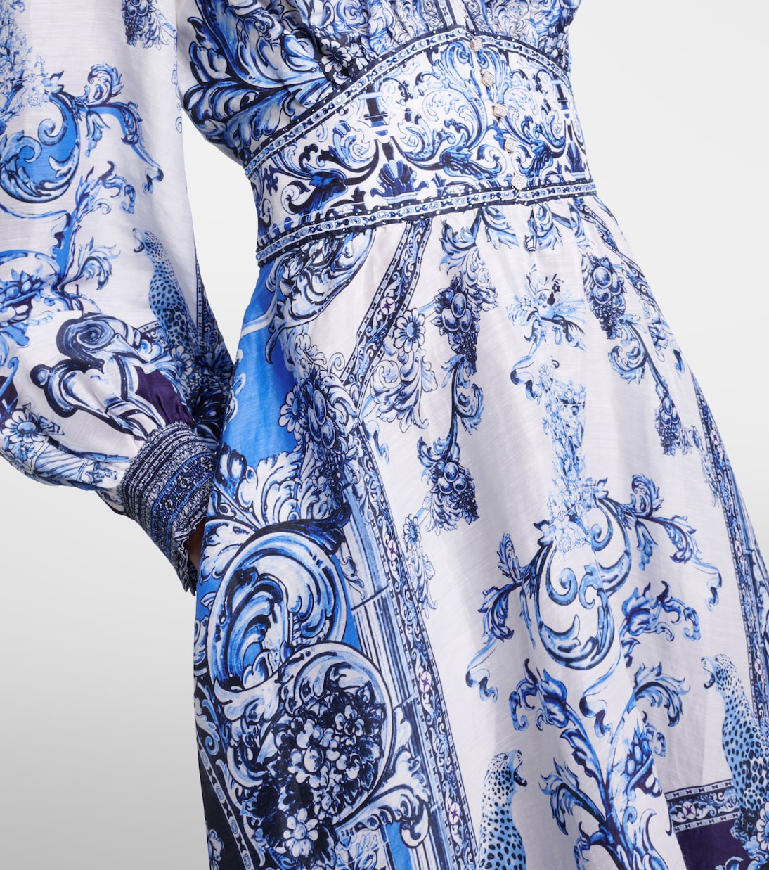 Bedrucktes Maxikleid aus Leinen und Seide | Camilla