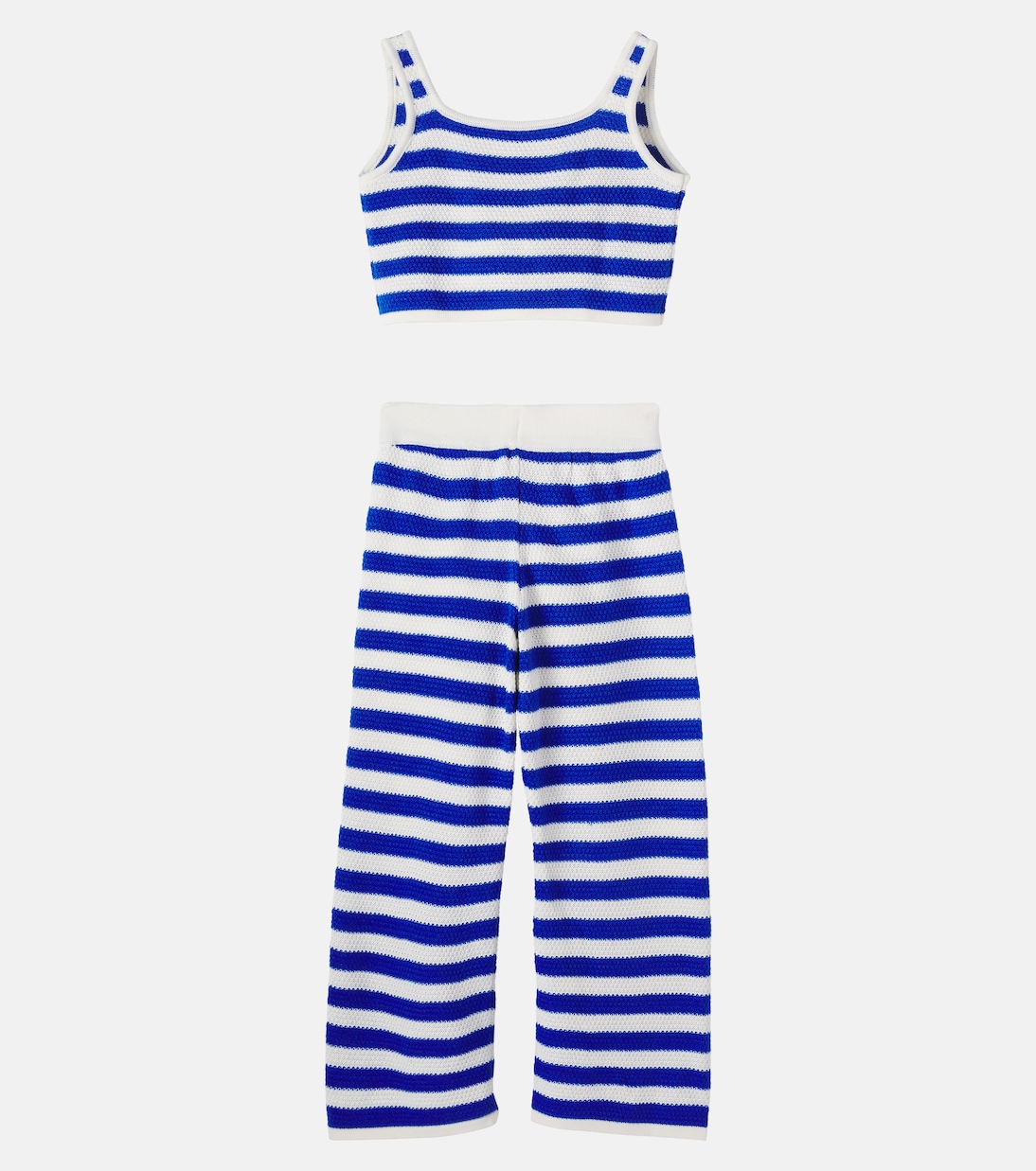 Crochet striped cotton-blend top and pants set | Pepita&Me