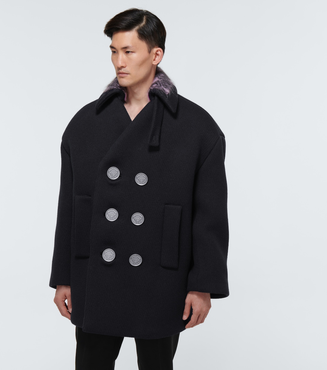 Double-breasted virgin wool peacoat | Prada