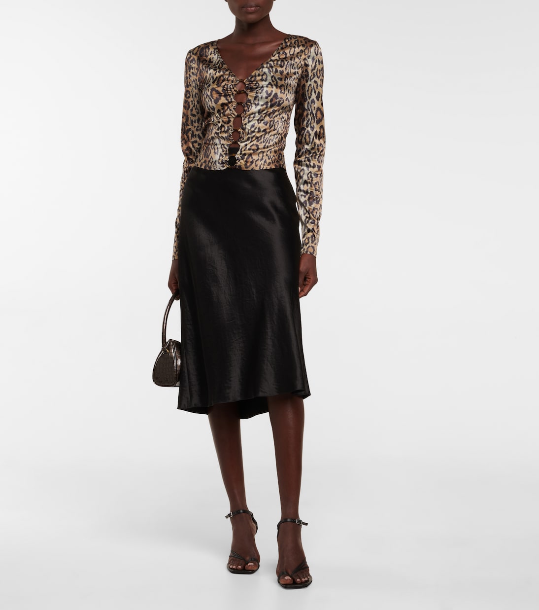 Nicky leopard-print satin top | Rotate