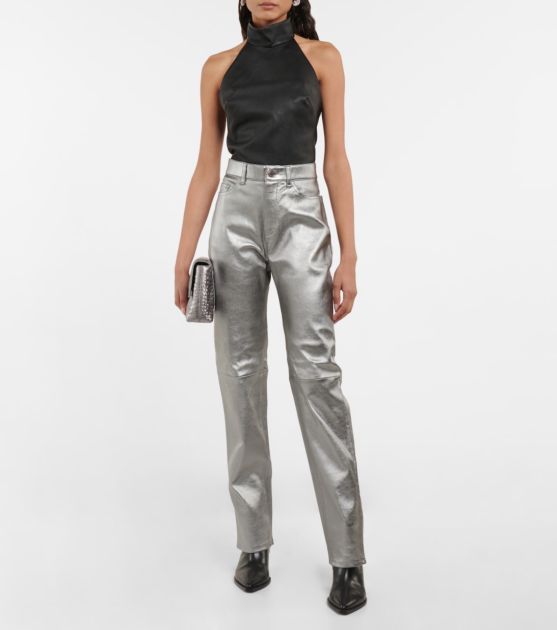 Terry high-rise straight leather pants | Stouls