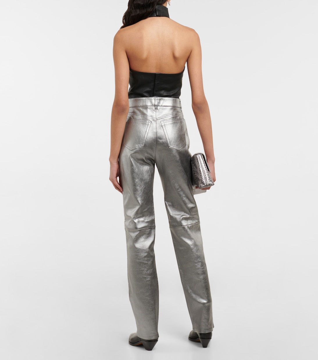 Terry high-rise straight leather pants | Stouls