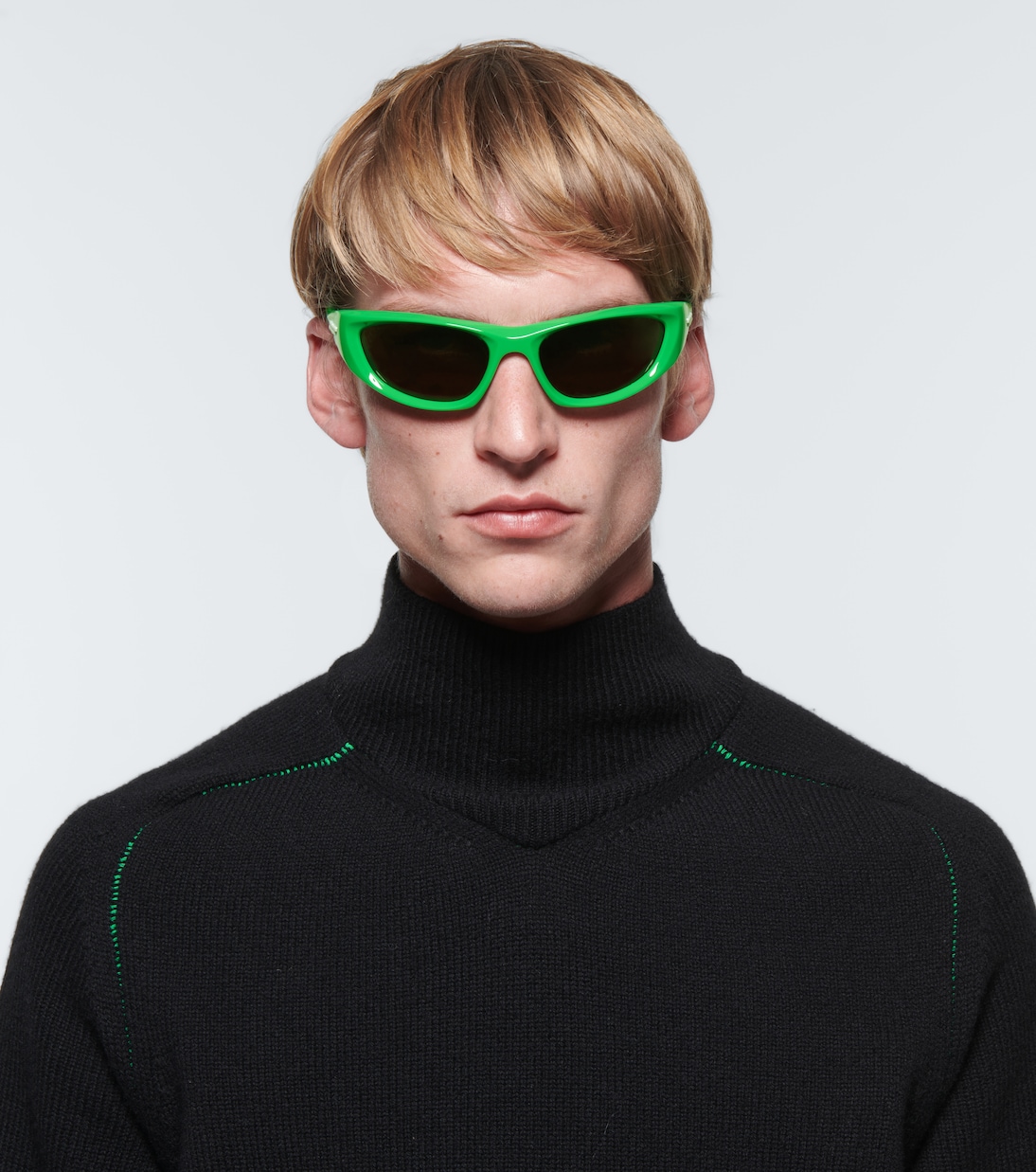 Cone Wraparound sunglasses in green Bottega Veneta Mytheresa